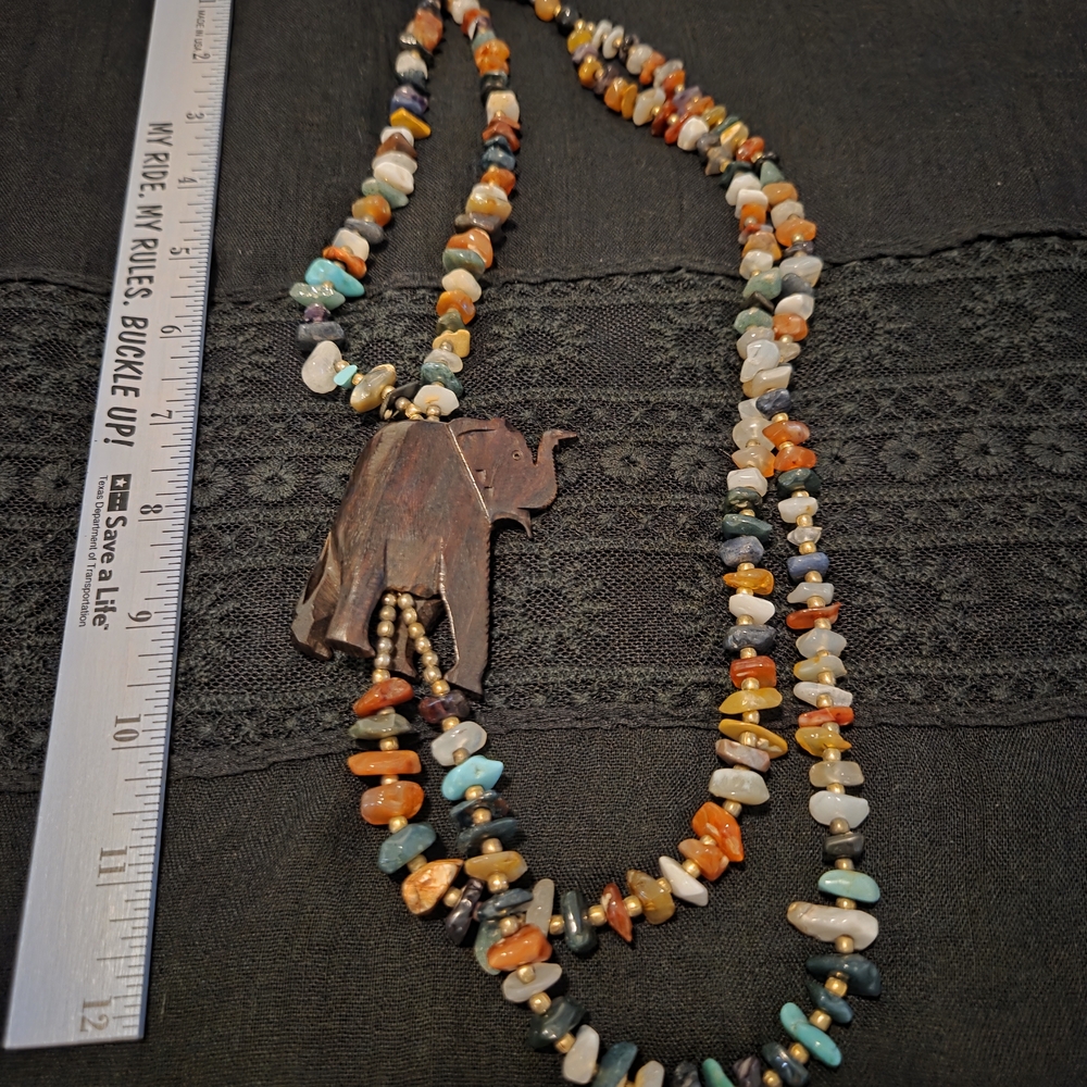 Handcrafted Multicolor Beaded Elephant Pendant Necklace